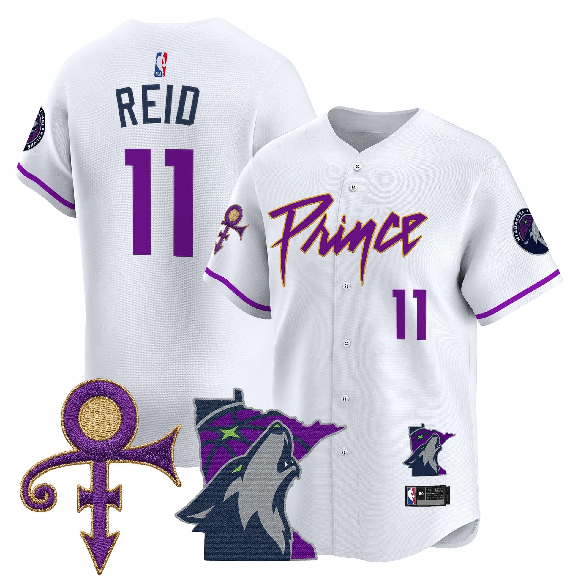 Minnesota Timberwolves Prince Patch Vapor Baseball Jersey - All Stitched