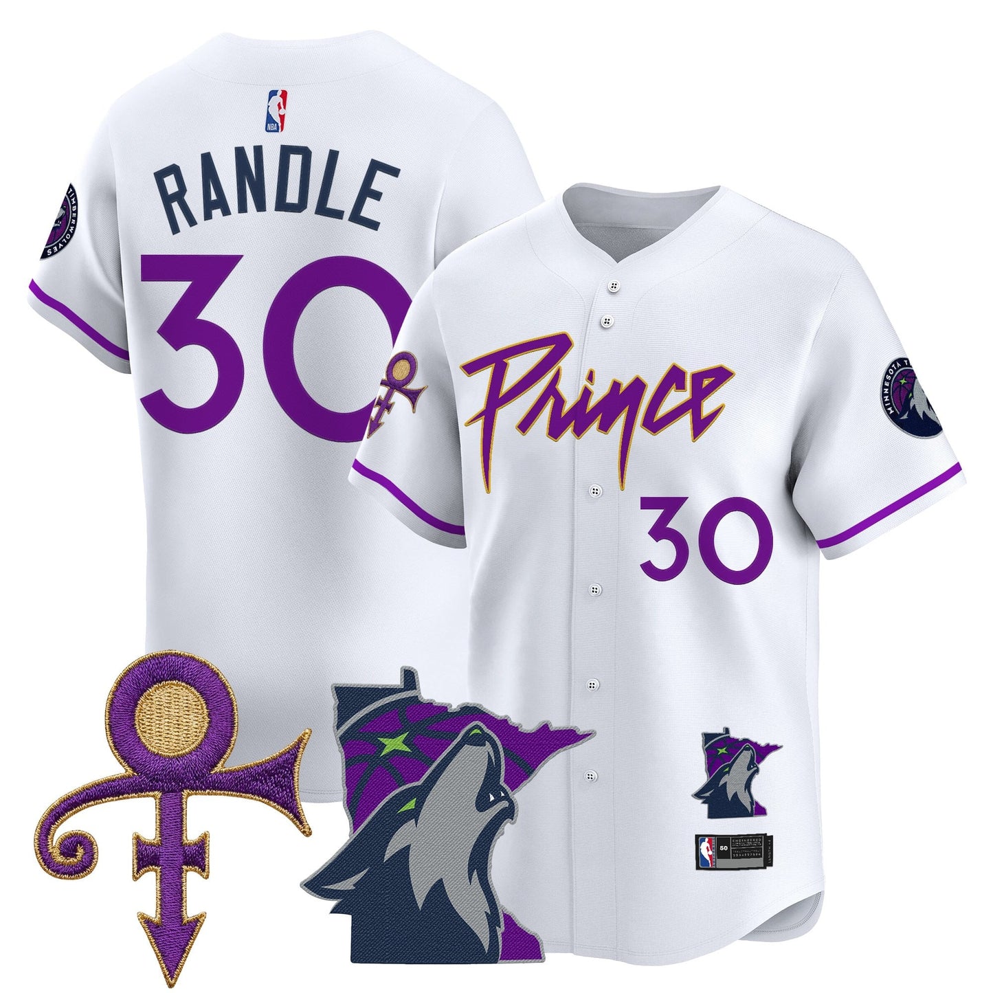 Minnesota Timberwolves Prince Patch Vapor Baseball Jersey - All Stitched