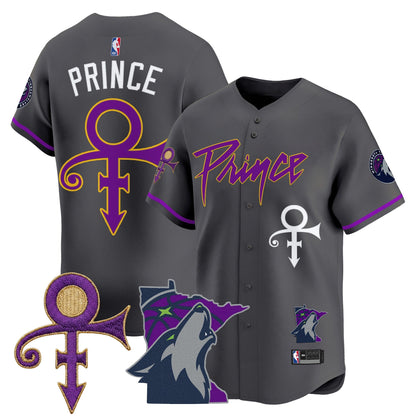 Minnesota Timberwolves Prince Patch Vapor Baseball Jersey - All Stitched