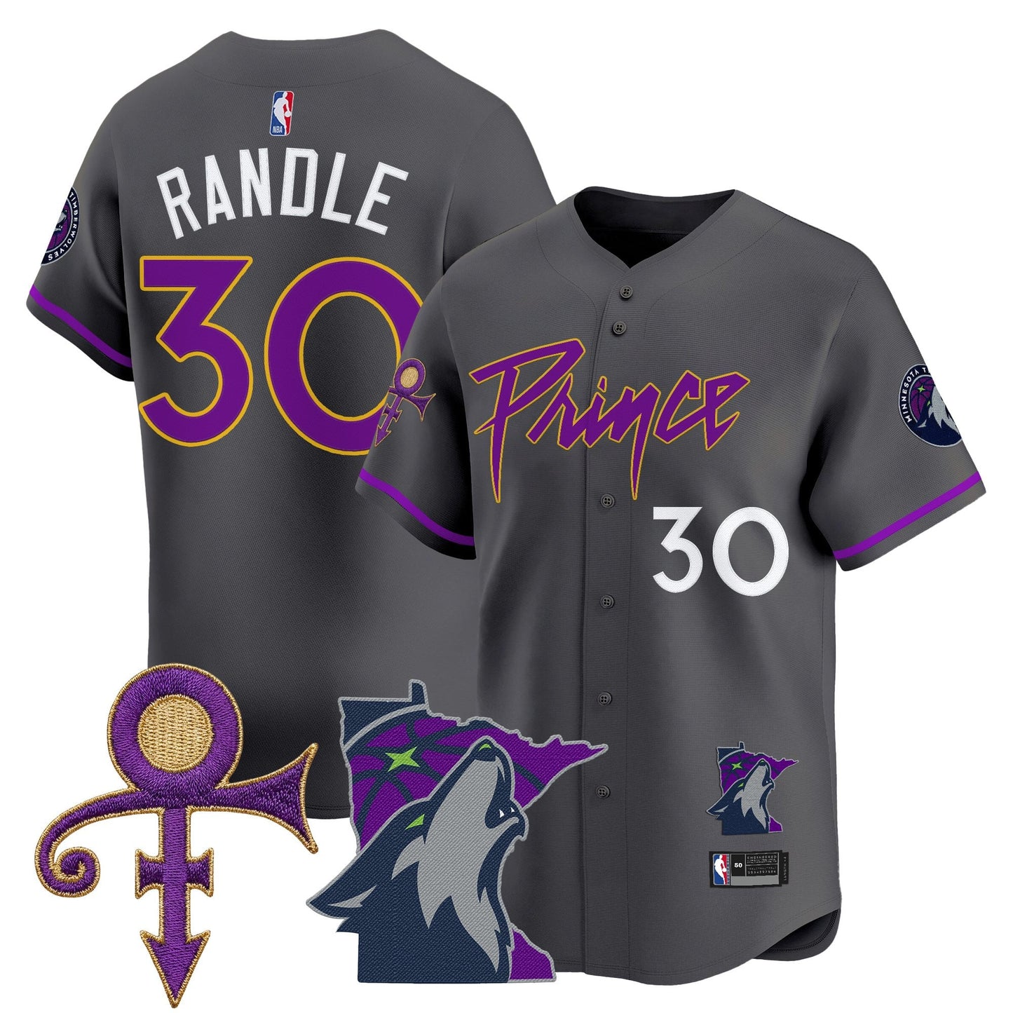 Minnesota Timberwolves Prince Patch Vapor Baseball Jersey - All Stitched