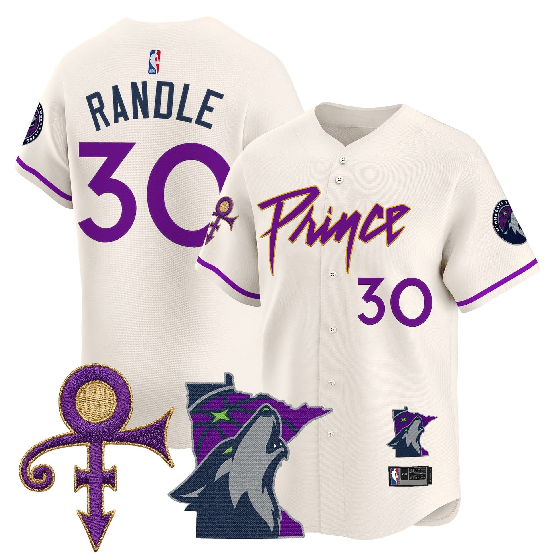Minnesota Timberwolves Prince Patch Vapor Baseball Jersey - All Stitched