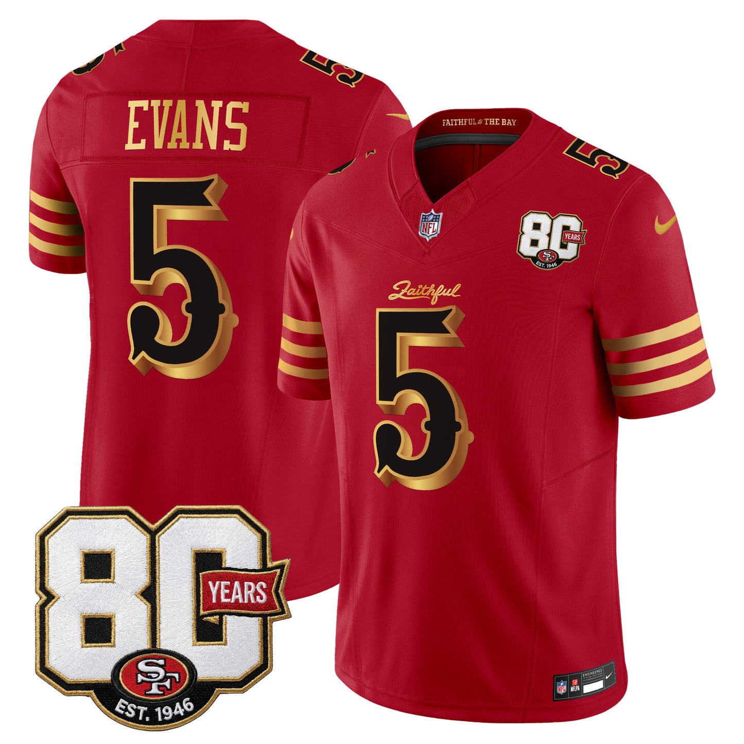  San Francisco 49ers 80th Anniversary Patch Vapor Limited Jersey - Rivalries Edition - Stitched