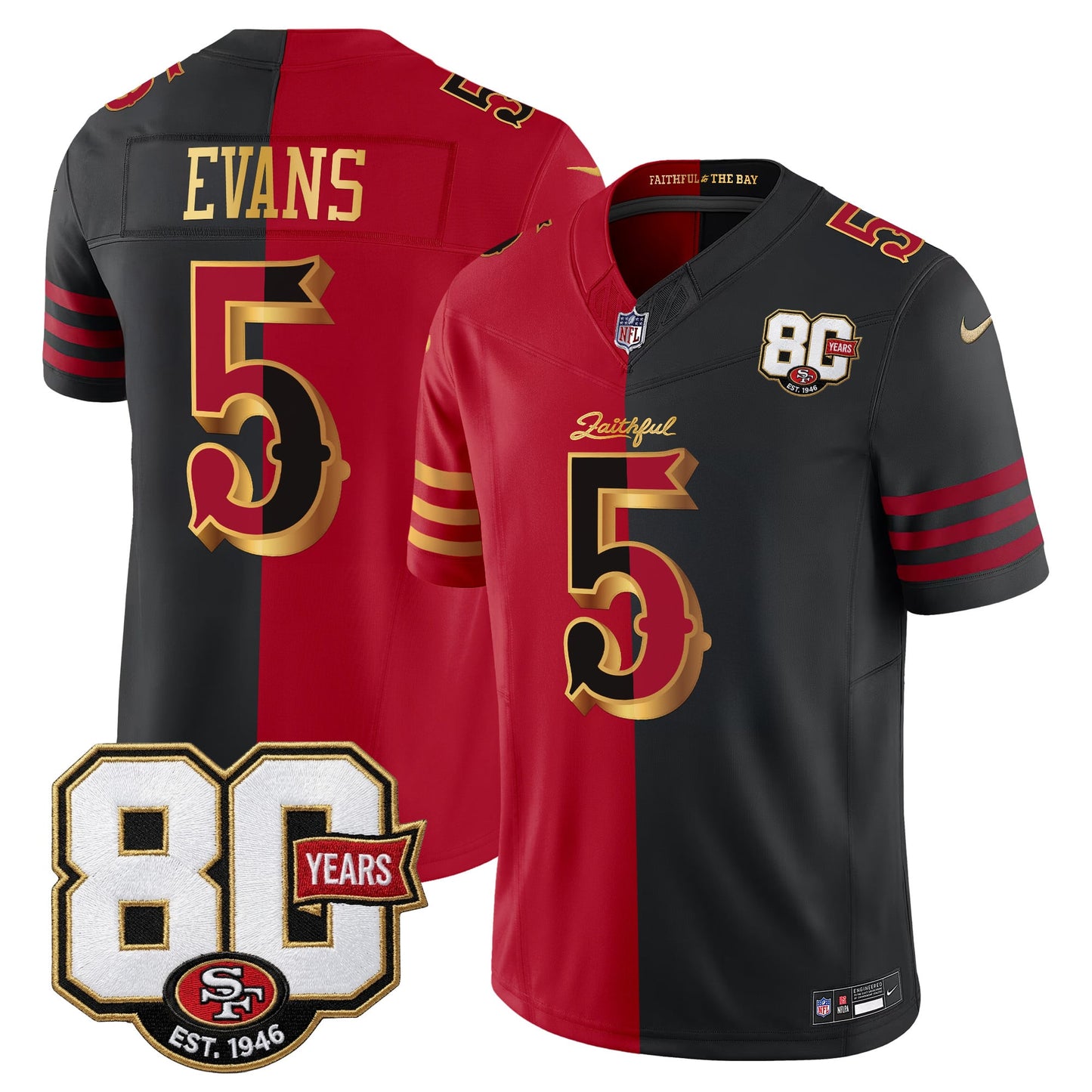  San Francisco 49ers 80th Anniversary Patch Vapor Limited Jersey - Rivalries Edition - Stitched