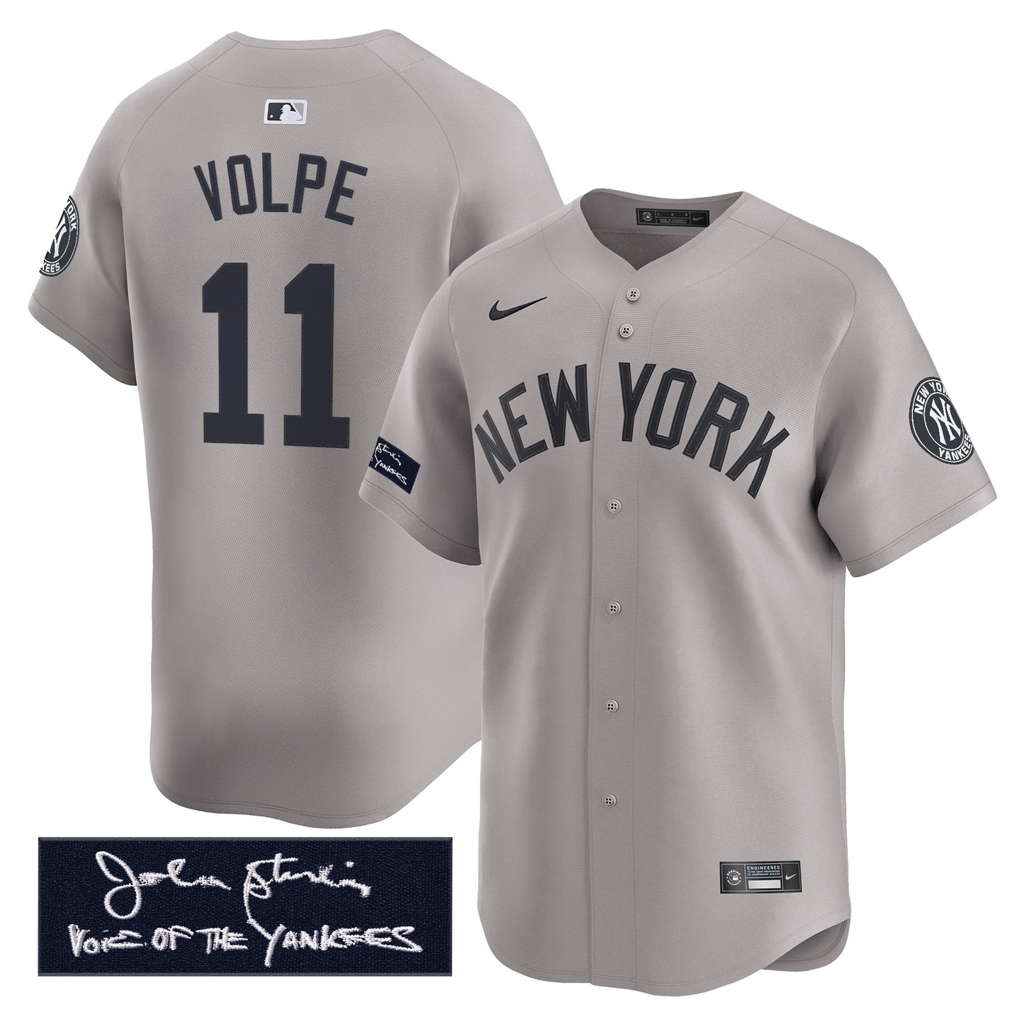 New York Yankees John Sterling "The Voice of the Yankees" Tribute Patch Vapor Premier Limited Jersey - Stitched