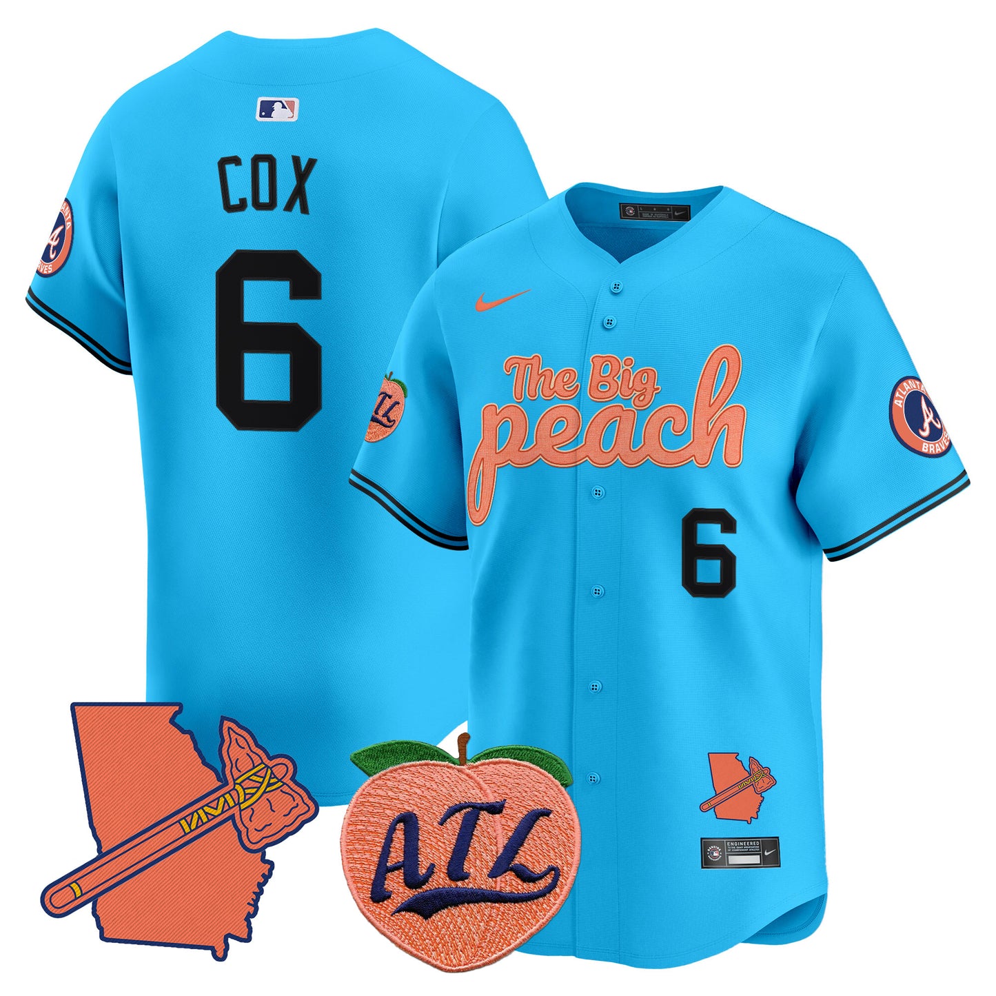  Atlanta Braves The Big Peach Vapor Premier Limited Jersey - All Stitched