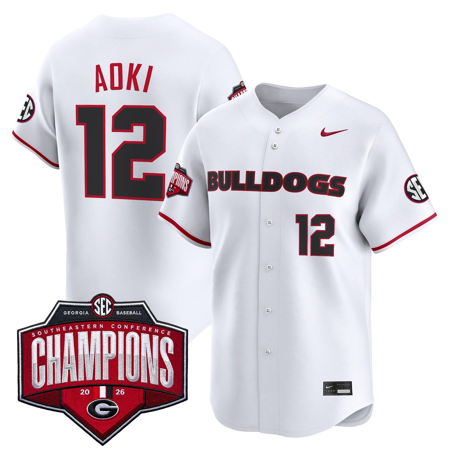 Georgia Bulldogs Baseball Southeastern Confernce Champions 2026 Vapor Premier Limited Jersey - All Stitched