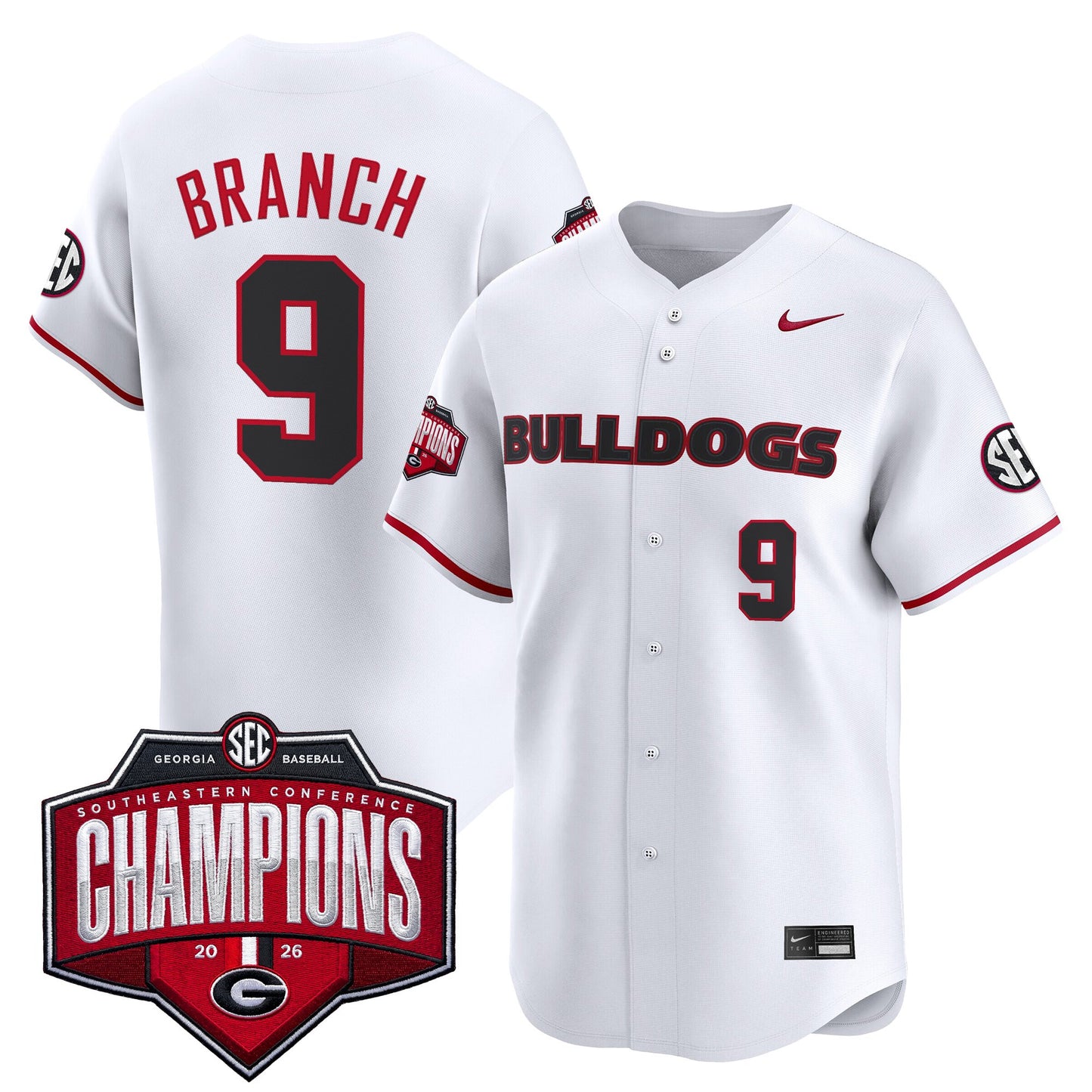 Georgia Bulldogs Baseball Southeastern Confernce Champions 2026 Vapor Premier Limited Jersey - All Stitched
