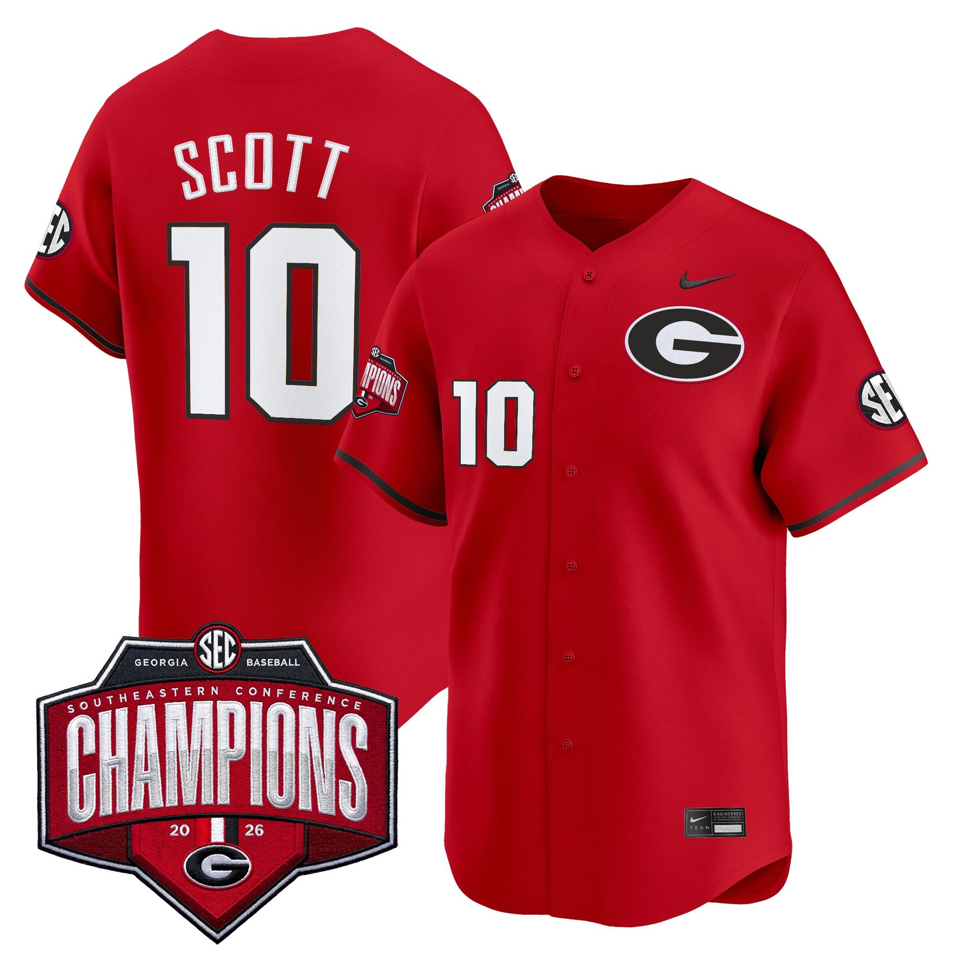Georgia Bulldogs Baseball Southeastern Confernce Champions 2026 Vapor Premier Limited Jersey - All Stitched