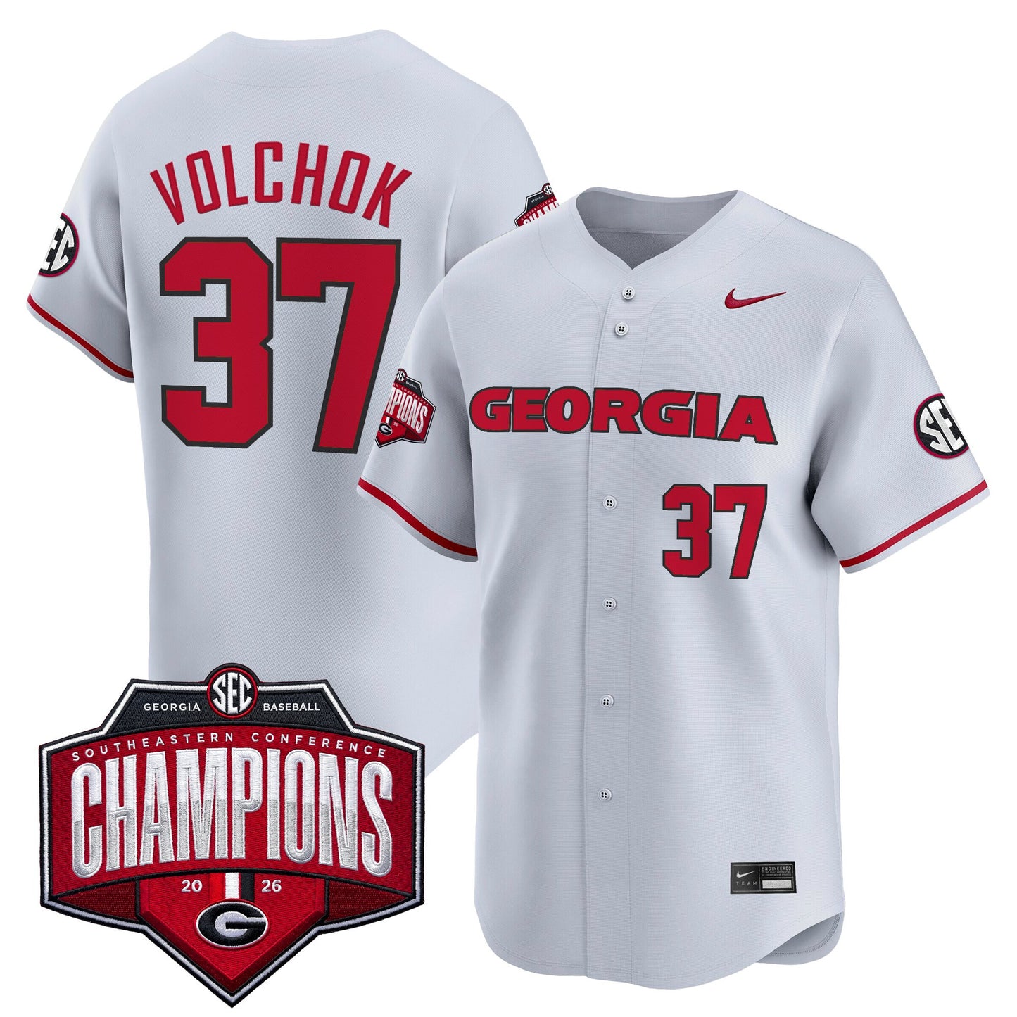 Georgia Bulldogs Baseball Southeastern Confernce Champions 2026 Vapor Premier Limited Jersey - All Stitched
