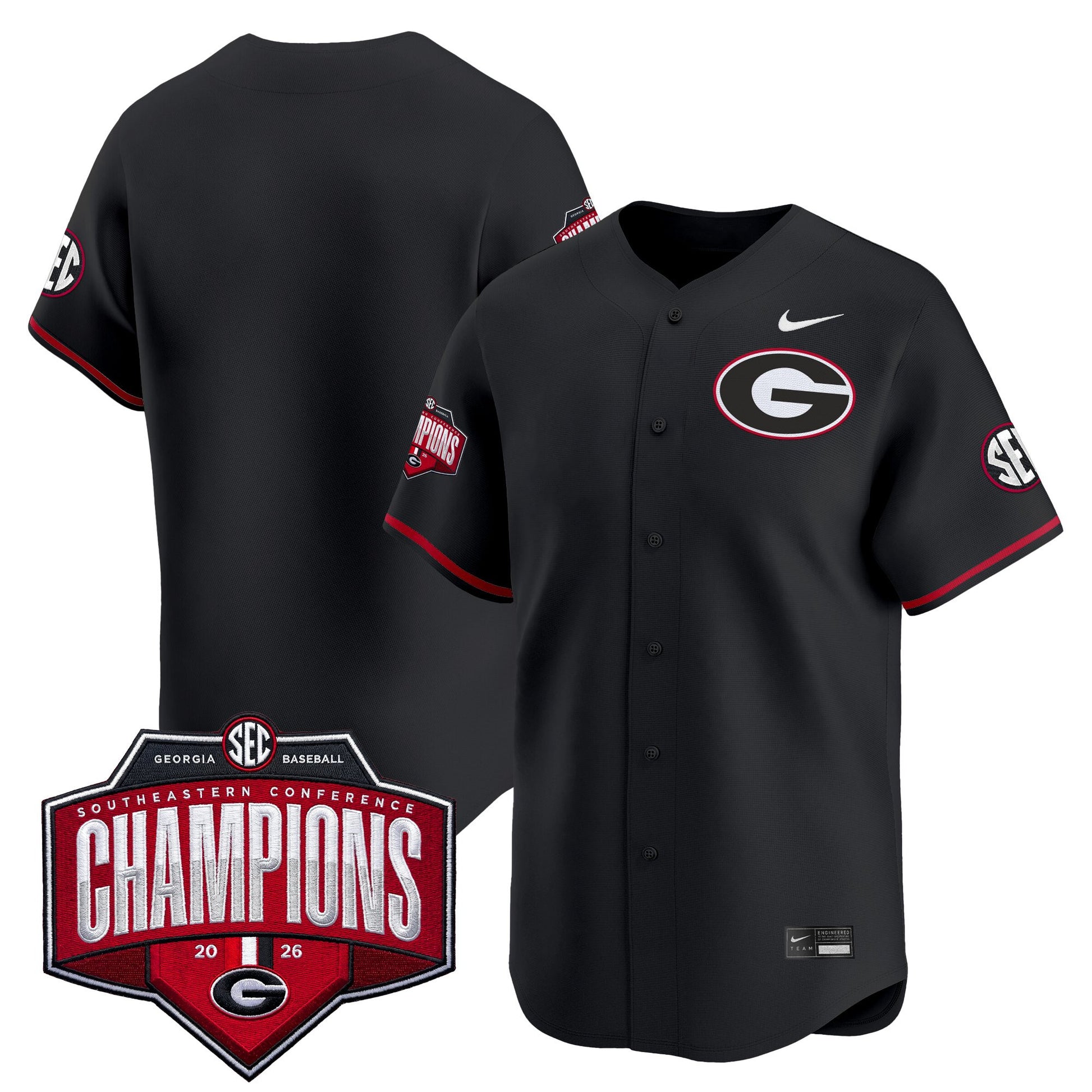 Georgia Bulldogs Baseball Southeastern Confernce Champions 2026 Vapor Premier Limited Jersey - All Stitched