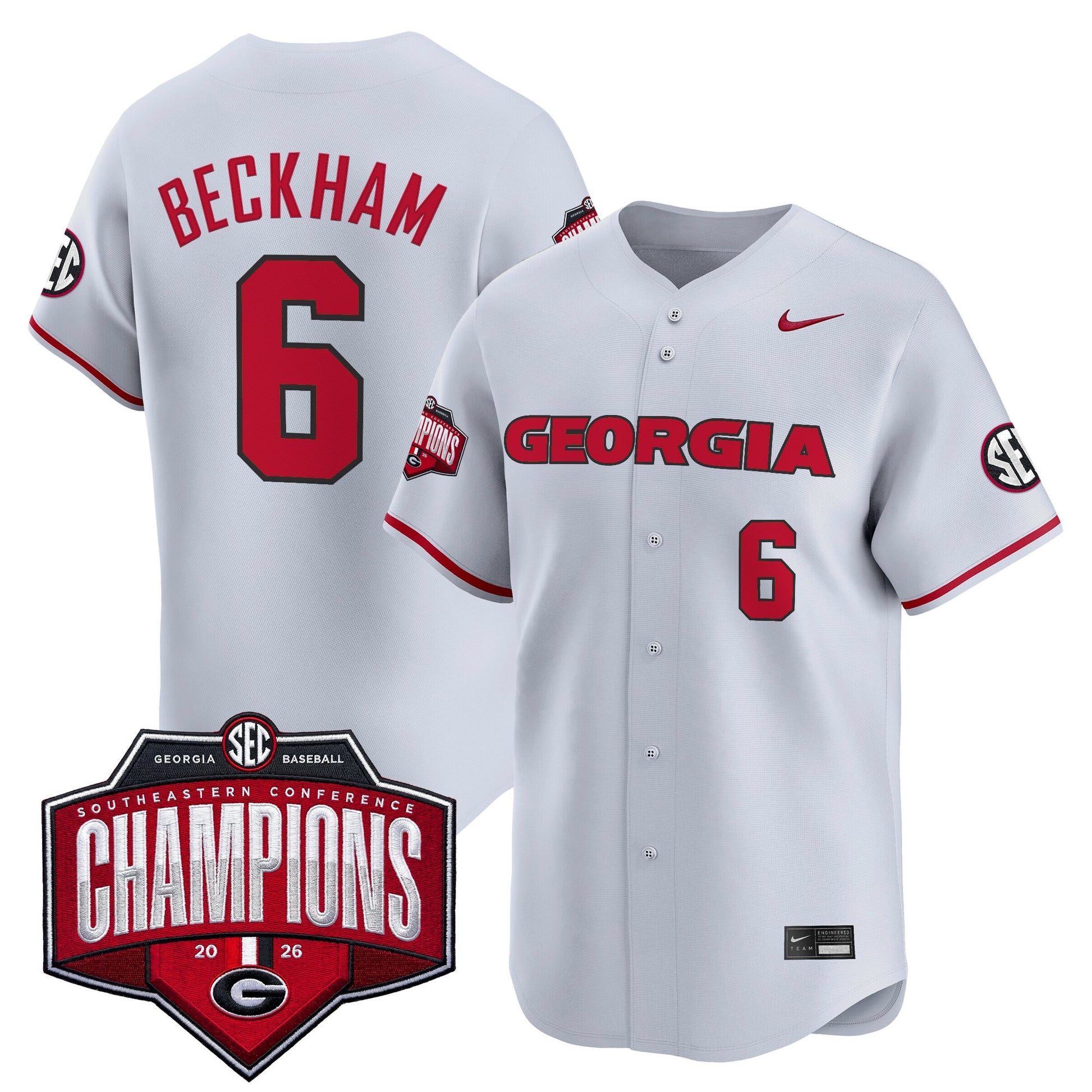 Georgia Bulldogs Baseball Southeastern Confernce Champions 2026 Vapor Premier Limited Jersey - All Stitched