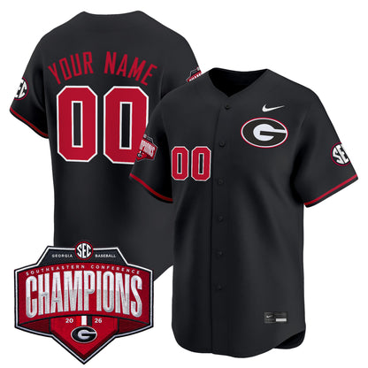 Georgia Bulldogs Baseball Southeastern Confernce Champions 2026 Vapor Premier Limited Custom Jersey - All Stitched