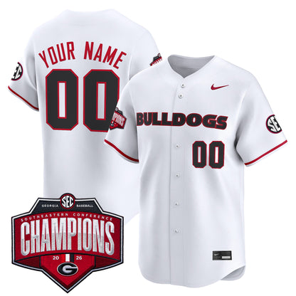Georgia Bulldogs Baseball Southeastern Confernce Champions 2026 Vapor Premier Limited Custom Jersey - All Stitched