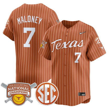 Men's size - Texas Longhorns 2026 Softball National Champions Vapor Premier Limited Jersey - All Stitched