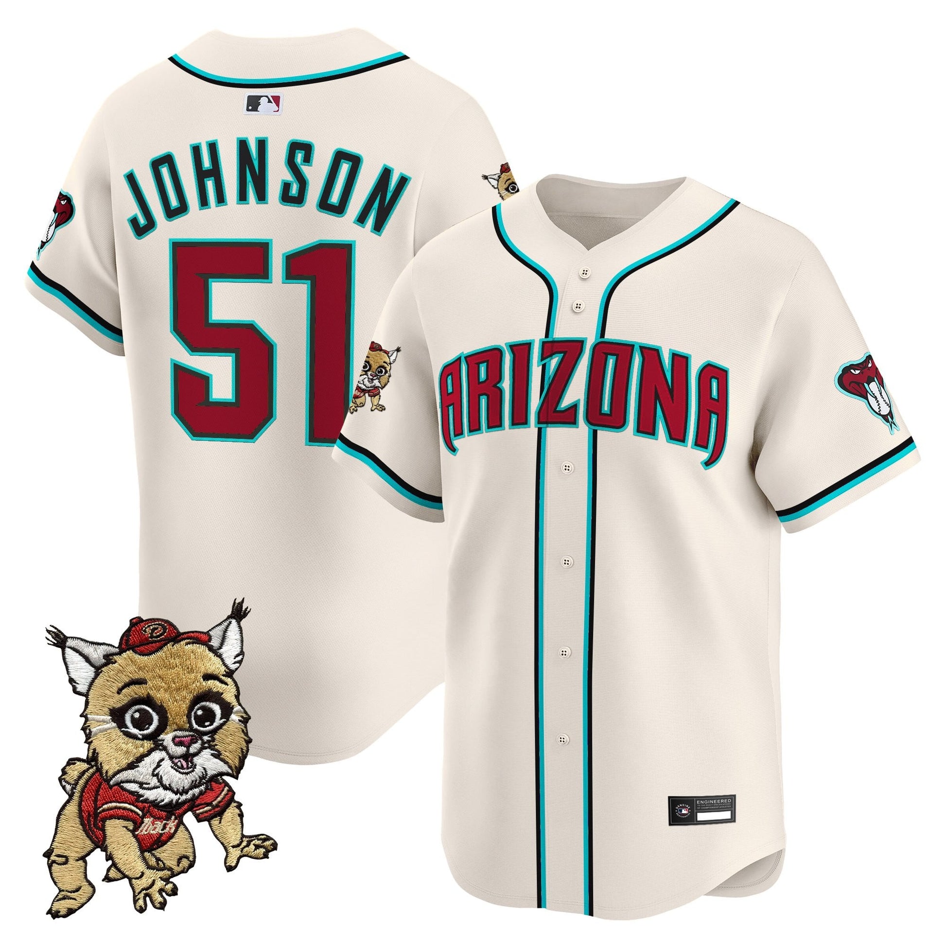 Diamondbacks Baxter The Bobcat Patch Vapor Premier Limited Jersey - All Stitched