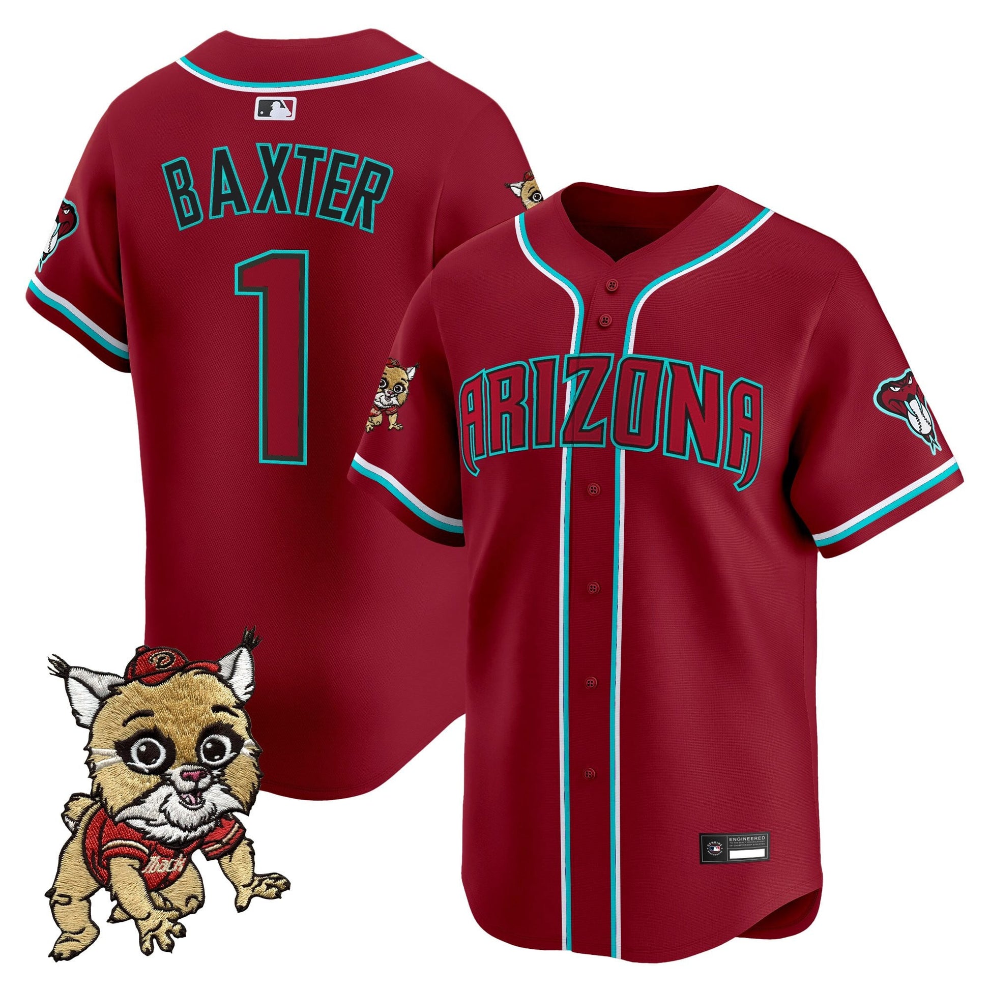 Diamondbacks Baxter The Bobcat Patch Vapor Premier Limited Jersey - All Stitched