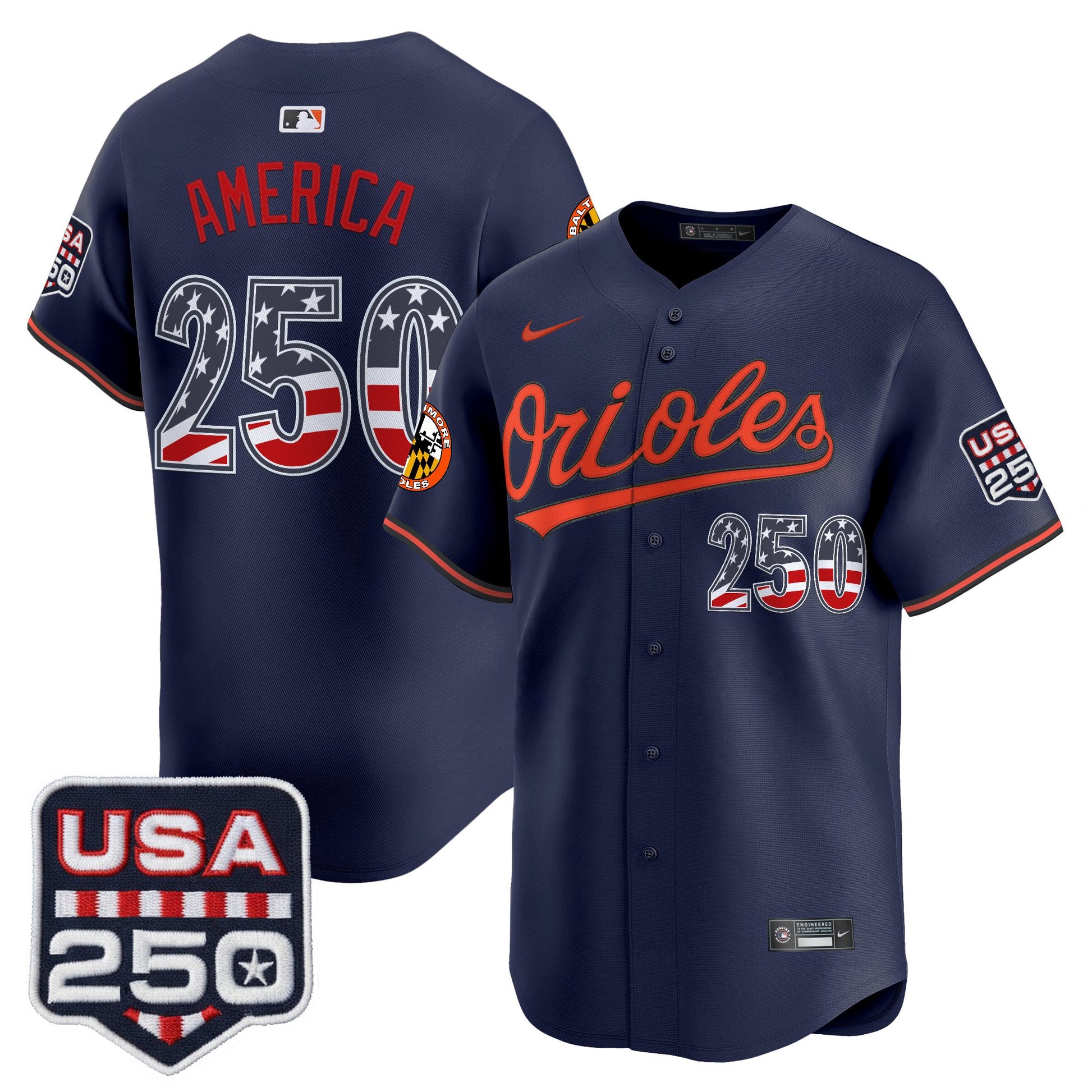 Baltimore Orioles USA 250 Fourth of July Vapor Premier Limited Jersey - All Stitched