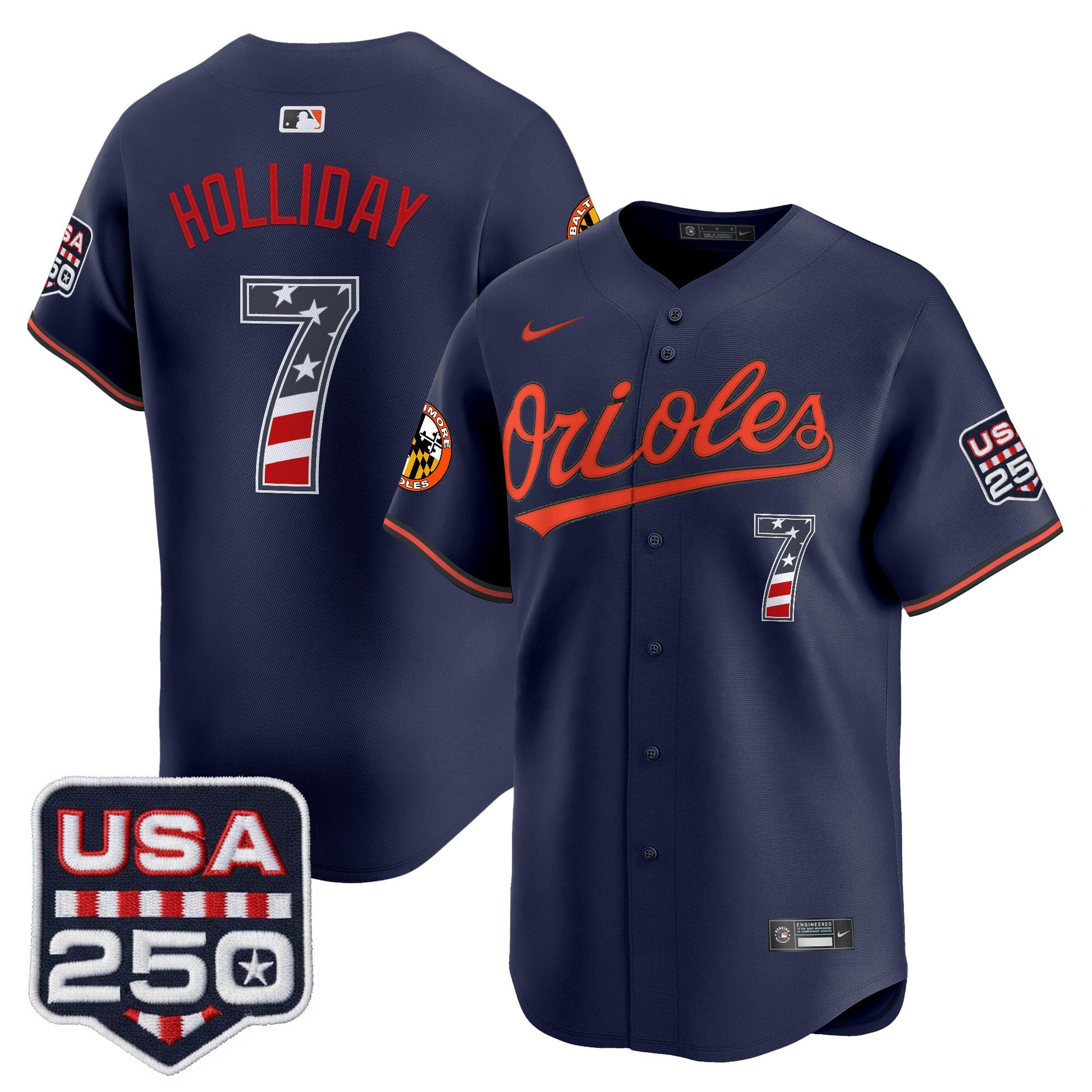 Baltimore Orioles USA 250 Fourth of July Vapor Premier Limited Jersey - All Stitched