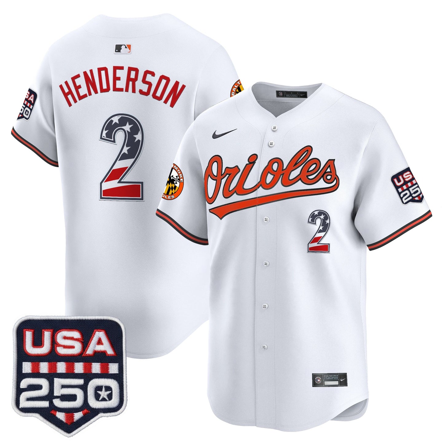 Baltimore Orioles USA 250 Fourth of July Vapor Premier Limited Jersey - All Stitched