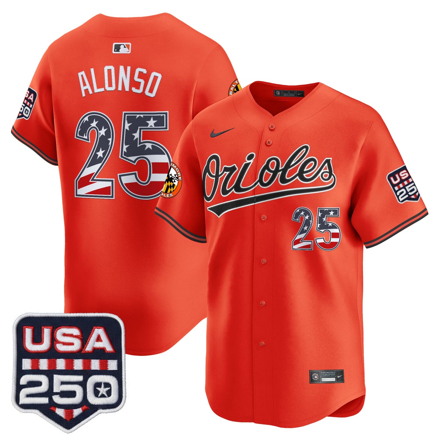 Baltimore Orioles USA 250 Fourth of July Vapor Premier Limited Jersey - All Stitched