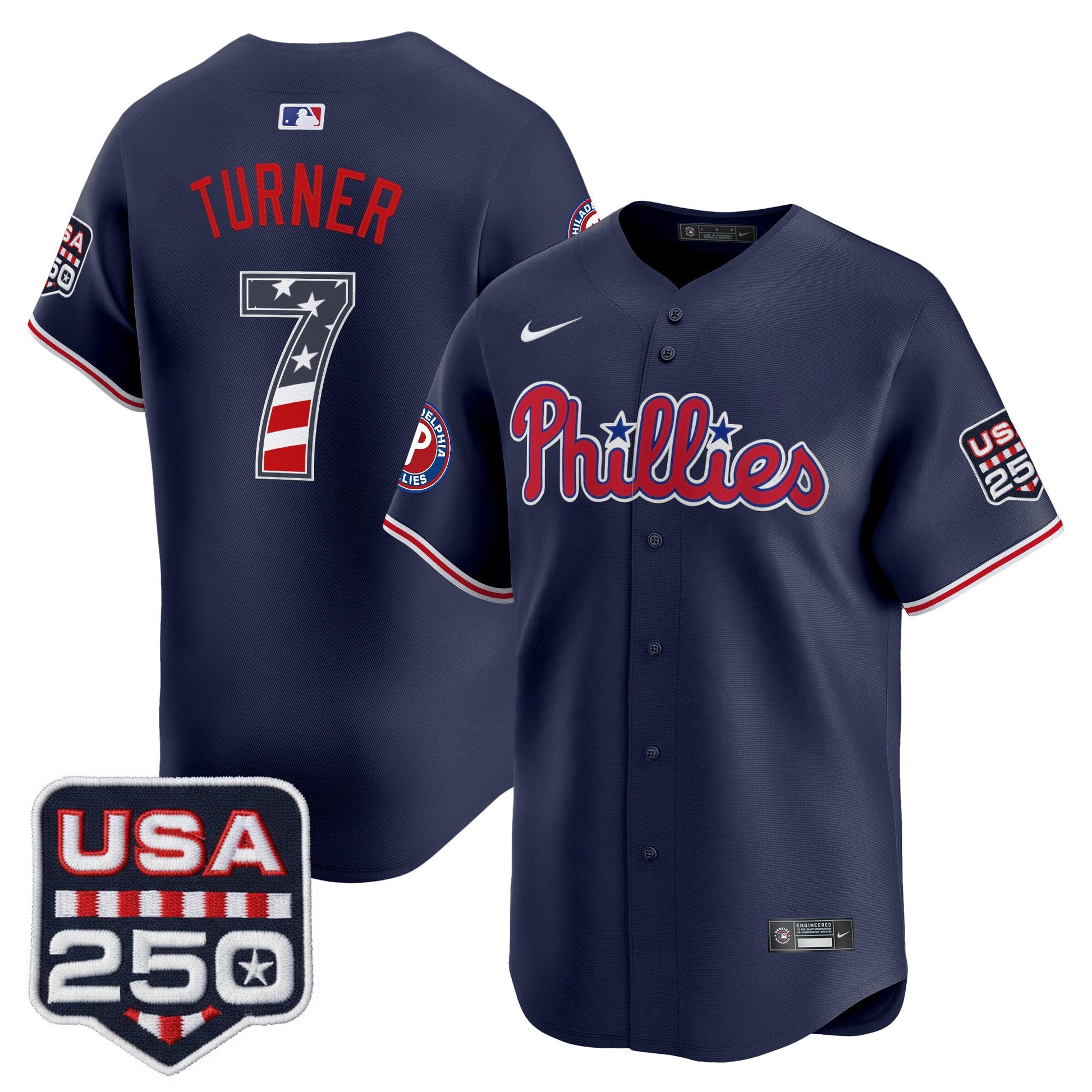 Philadelphia Phillies USA 250 Fourth of July Vapor Premier Limited Jersey - All Stitched