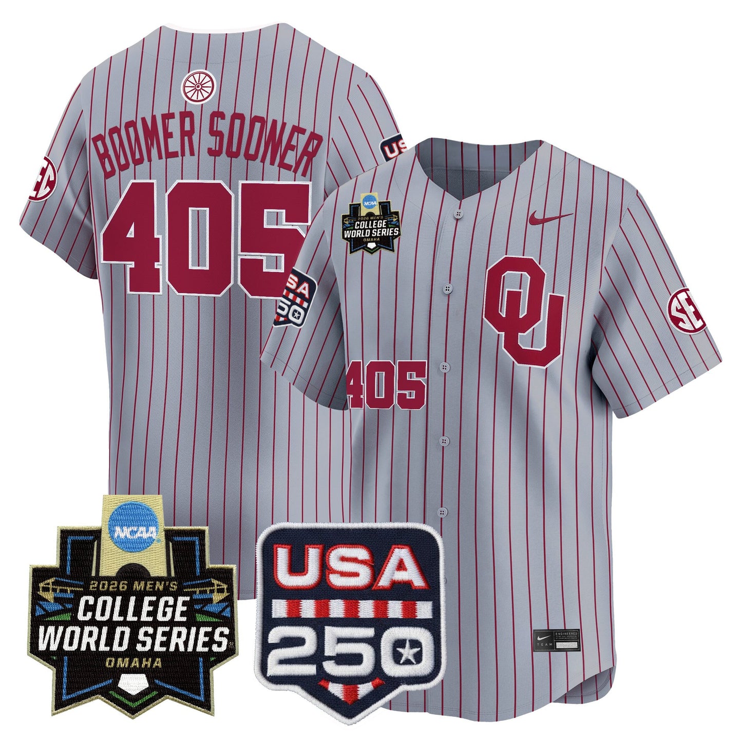 Oklahoma Sooners 2026 World Series Vapor Premier Limited Jersey - 250 America Patch - All Stitched