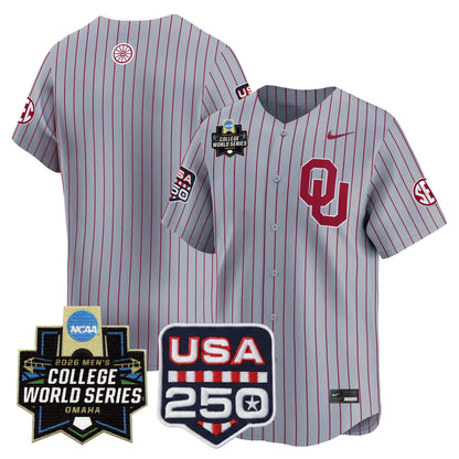Oklahoma Sooners 2026 World Series Vapor Premier Limited Jersey - 250 America Patch - All Stitched