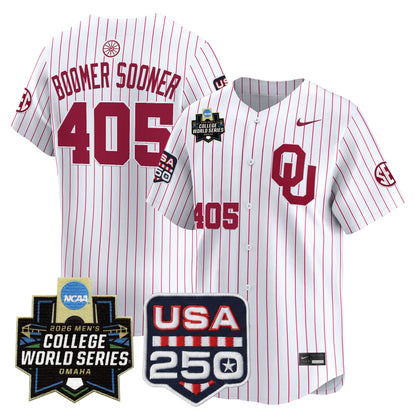 Oklahoma Sooners 2026 World Series Vapor Premier Limited Jersey - 250 America Patch - All Stitched