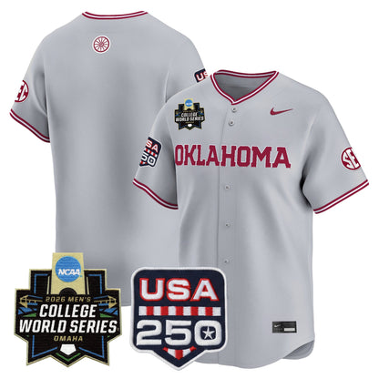 Oklahoma Sooners 2026 World Series Vapor Premier Limited Jersey - 250 America Patch - All Stitched
