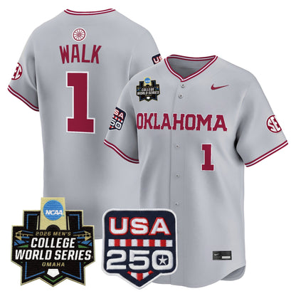 Oklahoma Sooners 2026 World Series Vapor Premier Limited Jersey - 250 America Patch - All Stitched