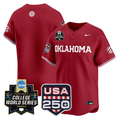 Oklahoma Sooners 2026 World Series Vapor Premier Limited Jersey - 250 America Patch - All Stitched
