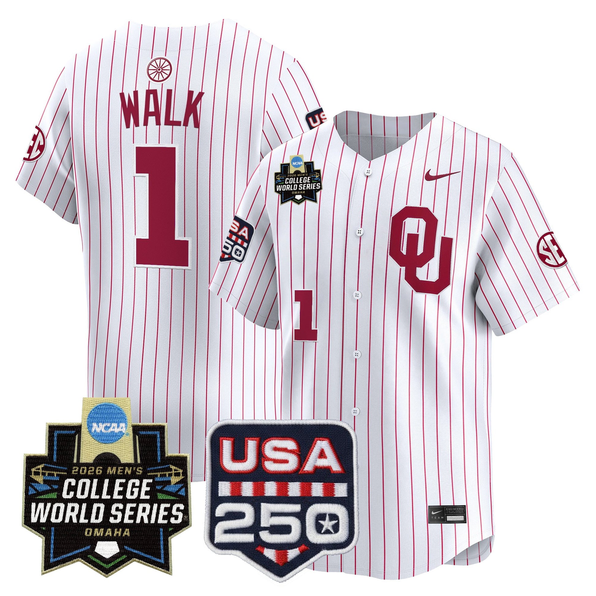 Oklahoma Sooners 2026 World Series Vapor Premier Limited Jersey - 250 America Patch - All Stitched