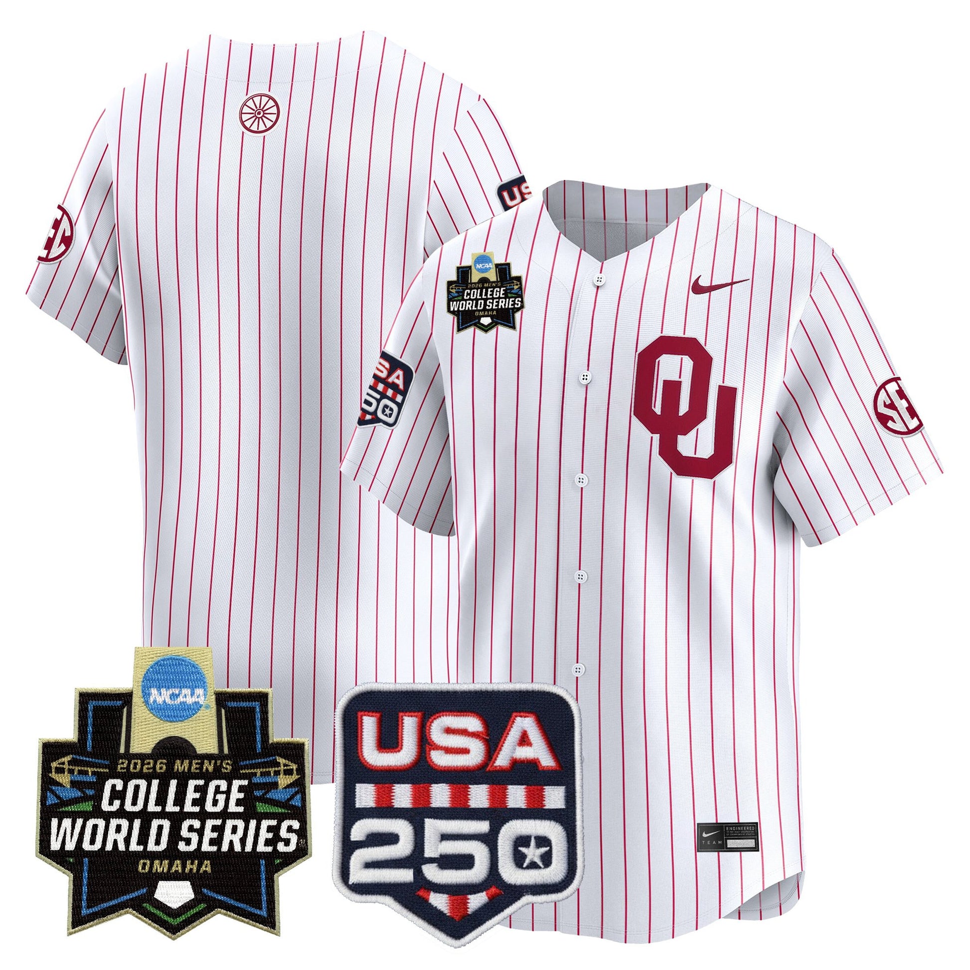 Oklahoma Sooners 2026 World Series Vapor Premier Limited Jersey - 250 America Patch - All Stitched