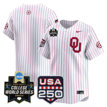 Oklahoma Sooners 2026 World Series Vapor Premier Limited Jersey - 250 America Patch - All Stitched