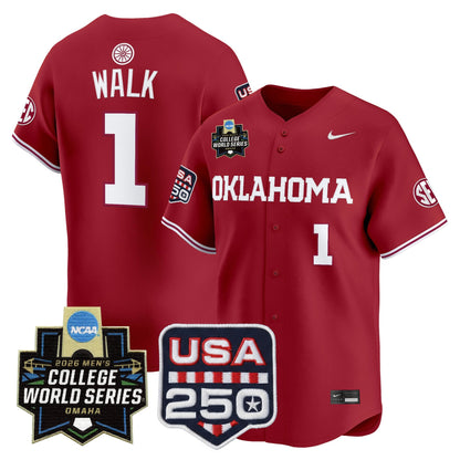 Oklahoma Sooners 2026 World Series Vapor Premier Limited Jersey - 250 America Patch - All Stitched