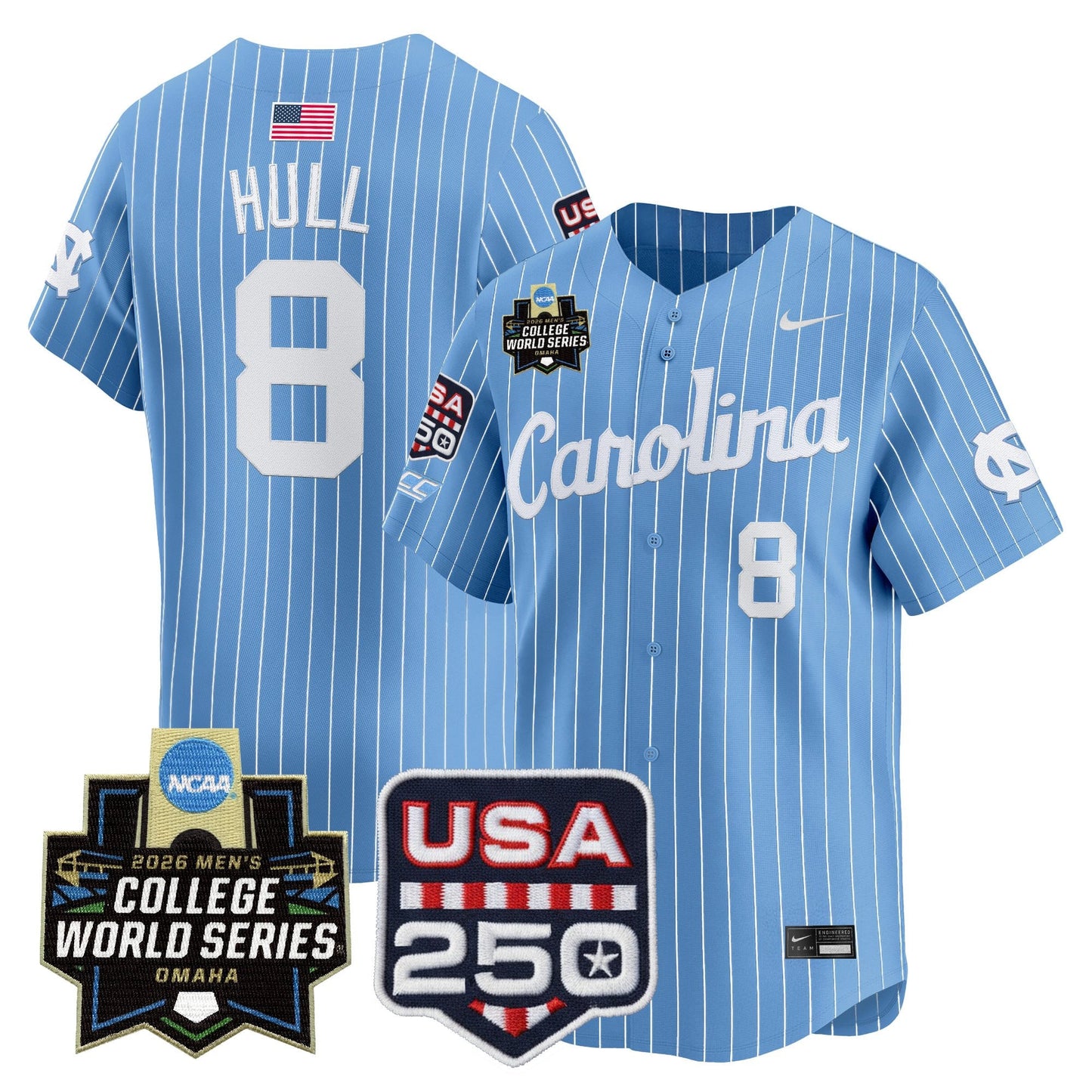 North Carolina Tar Heels 2026 World Series Vapor Premier Limited Jersey - 250 America Patch - All Stitched