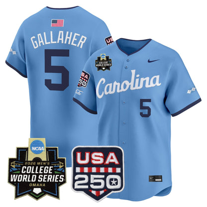 North Carolina Tar Heels 2026 World Series Vapor Premier Limited Jersey - 250 America Patch - All Stitched