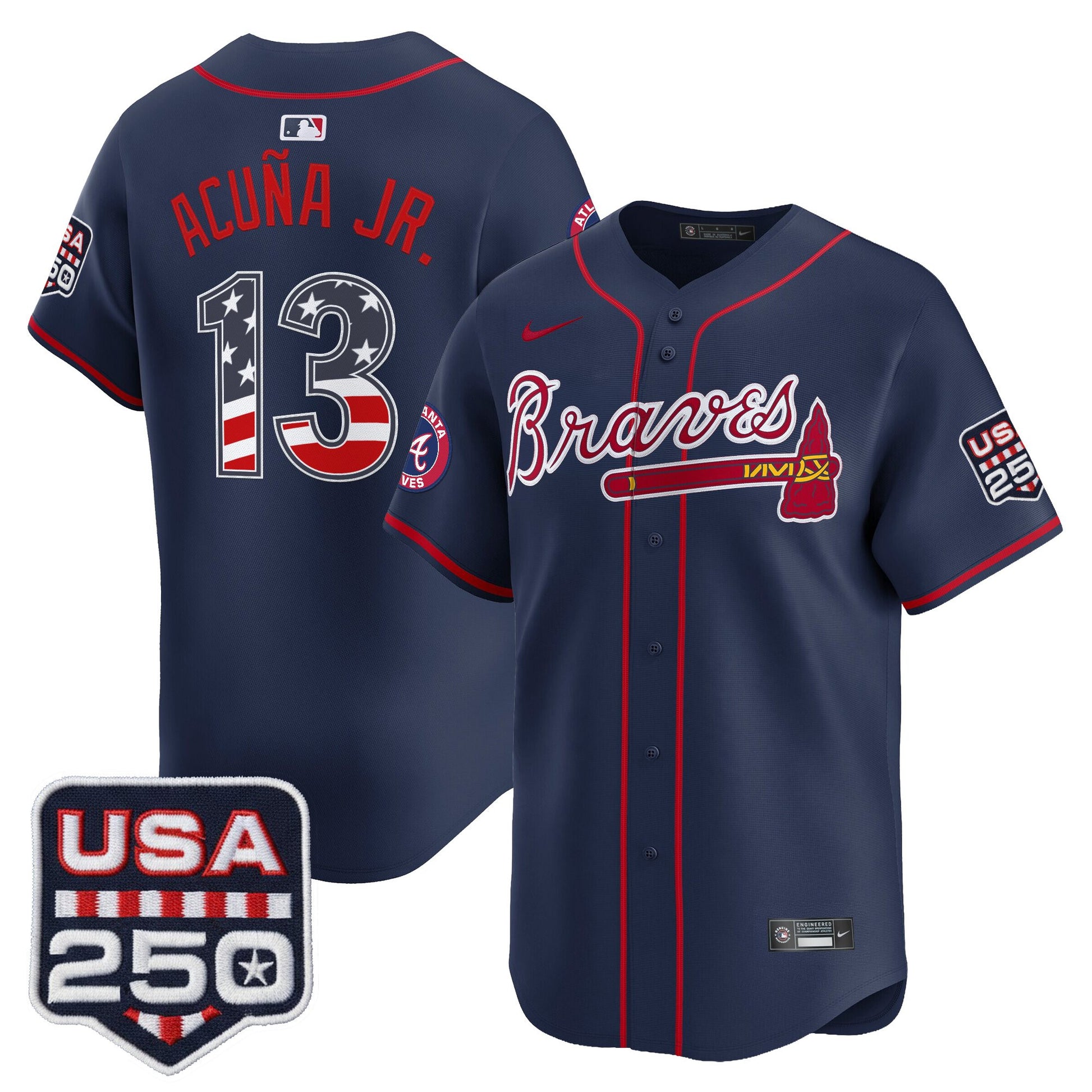 Atlanta Braves USA 250 Fourth of July Vapor Premier Limited Jersey - All Stitched