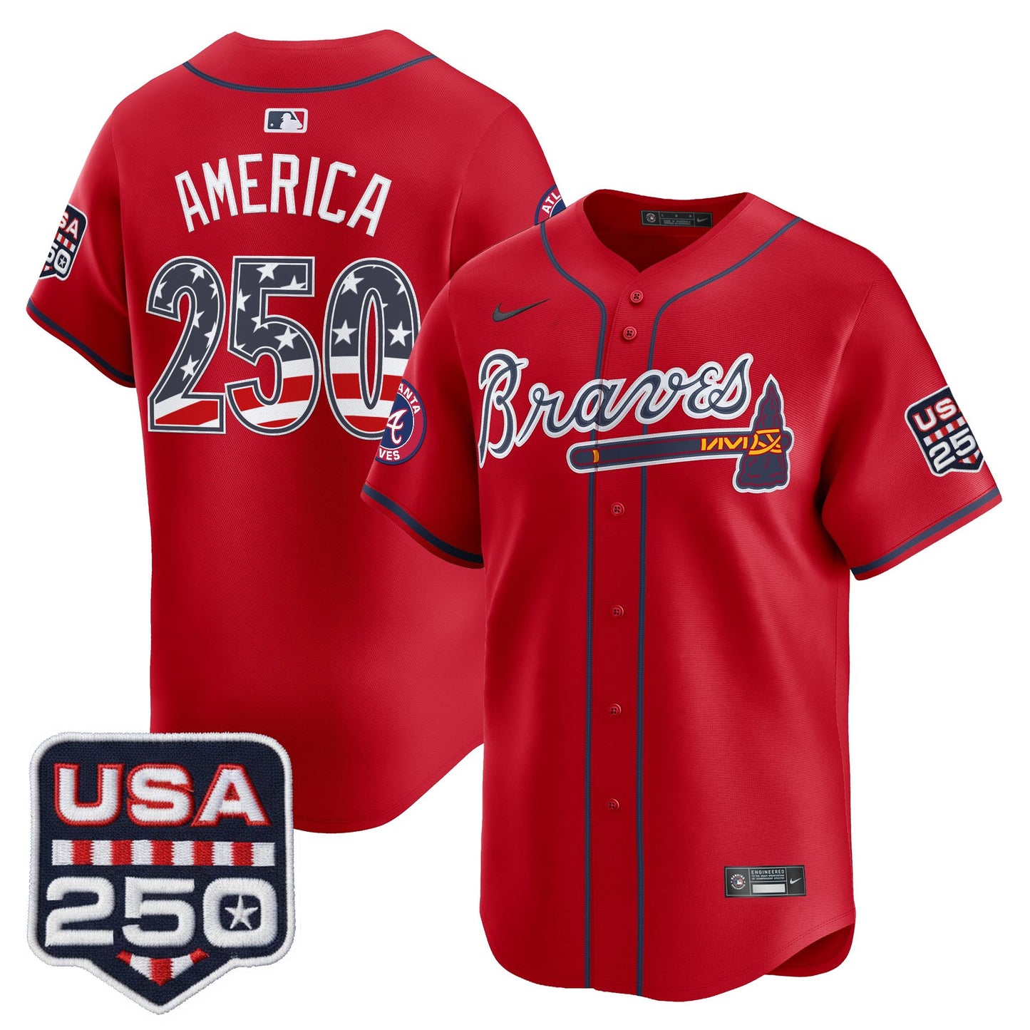 Atlanta Braves USA 250 Fourth of July Vapor Premier Limited Jersey - All Stitched