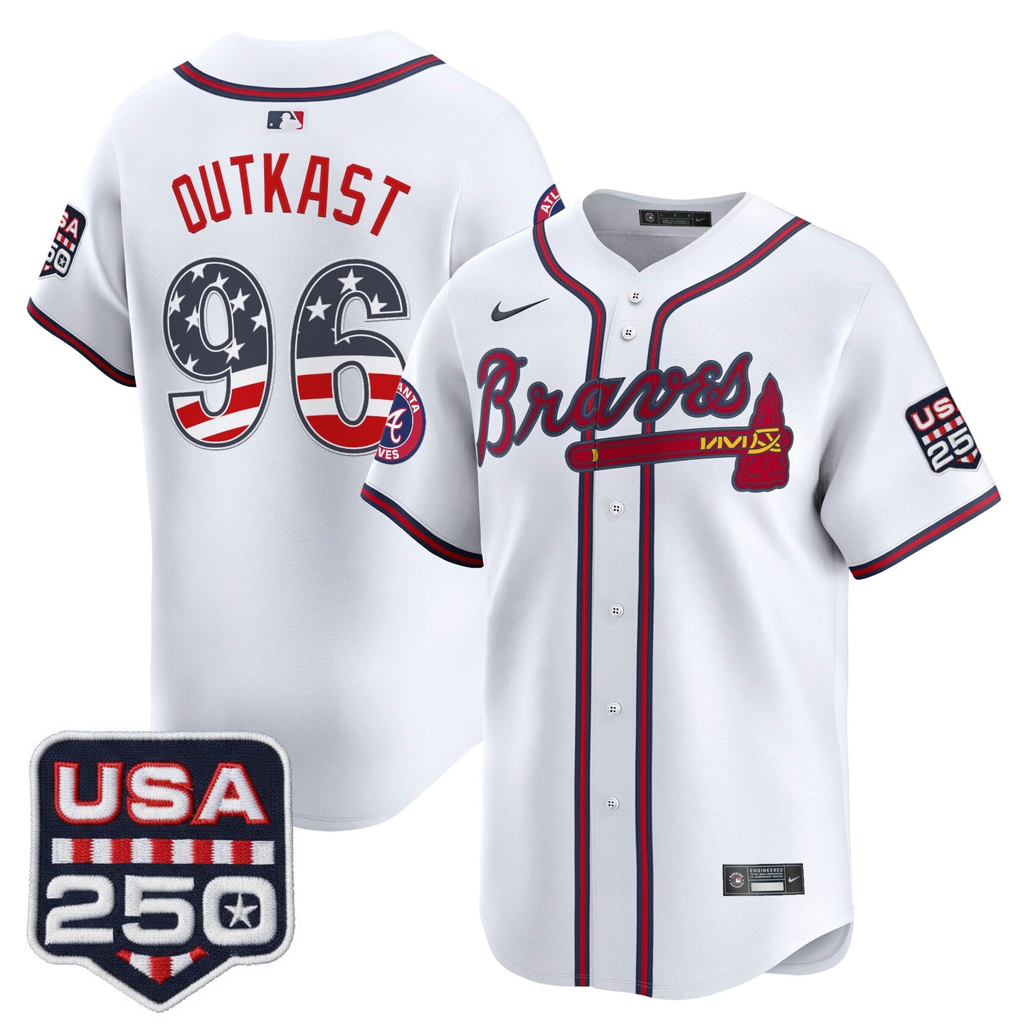 Atlanta Braves USA 250 Fourth of July Vapor Premier Limited Jersey - All Stitched
