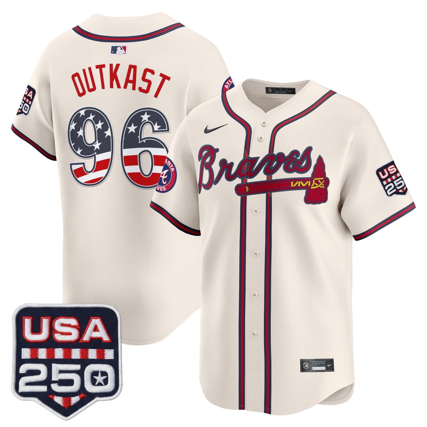 Atlanta Braves USA 250 Fourth of July Vapor Premier Limited Jersey - All Stitched