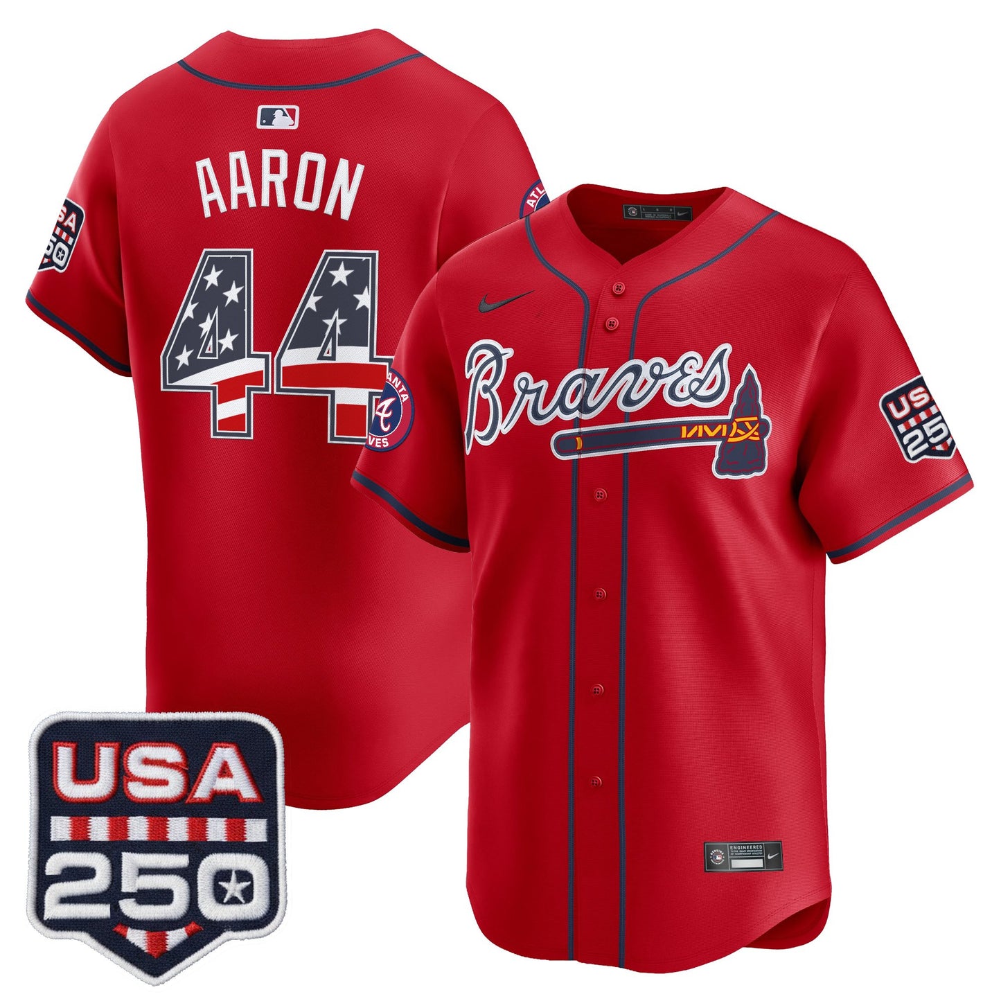 Atlanta Braves USA 250 Fourth of July Vapor Premier Limited Jersey - All Stitched