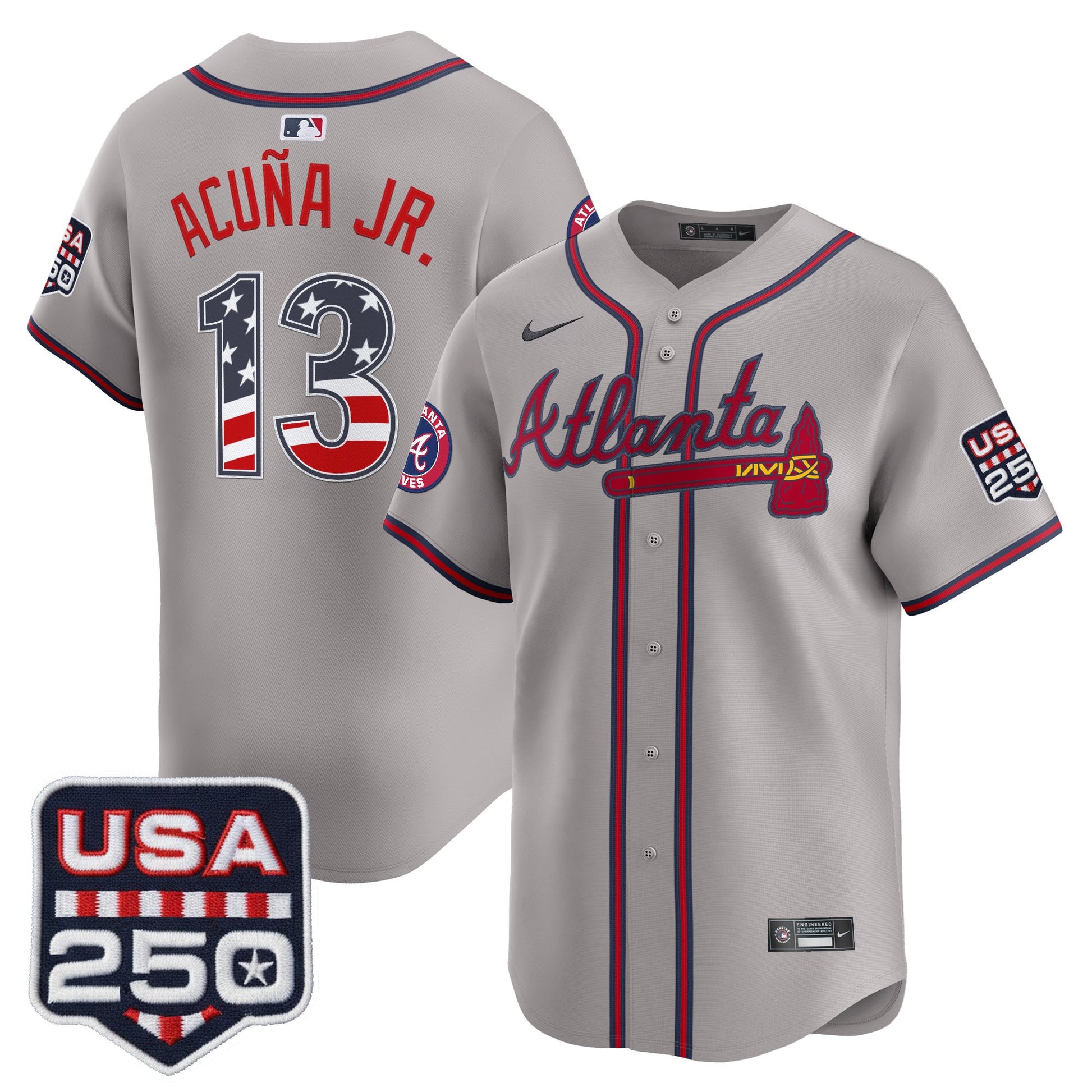 Atlanta Braves USA 250 Fourth of July Vapor Premier Limited Jersey - All Stitched