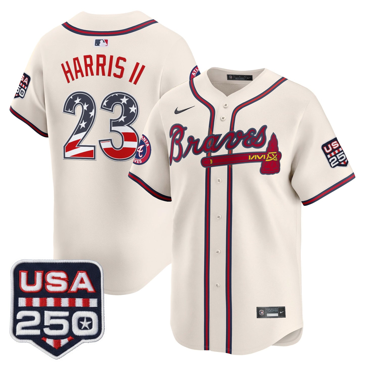 Atlanta Braves USA 250 Fourth of July Vapor Premier Limited Jersey - All Stitched