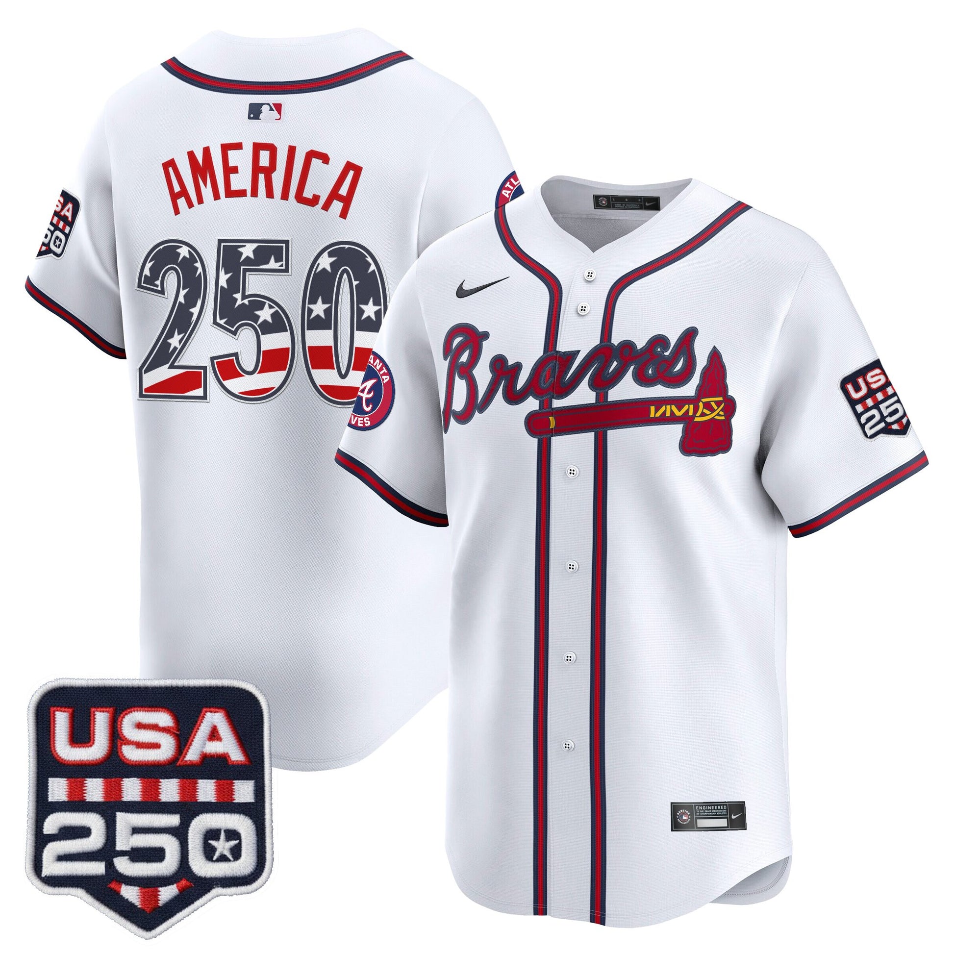 Atlanta Braves USA 250 Fourth of July Vapor Premier Limited Jersey - All Stitched