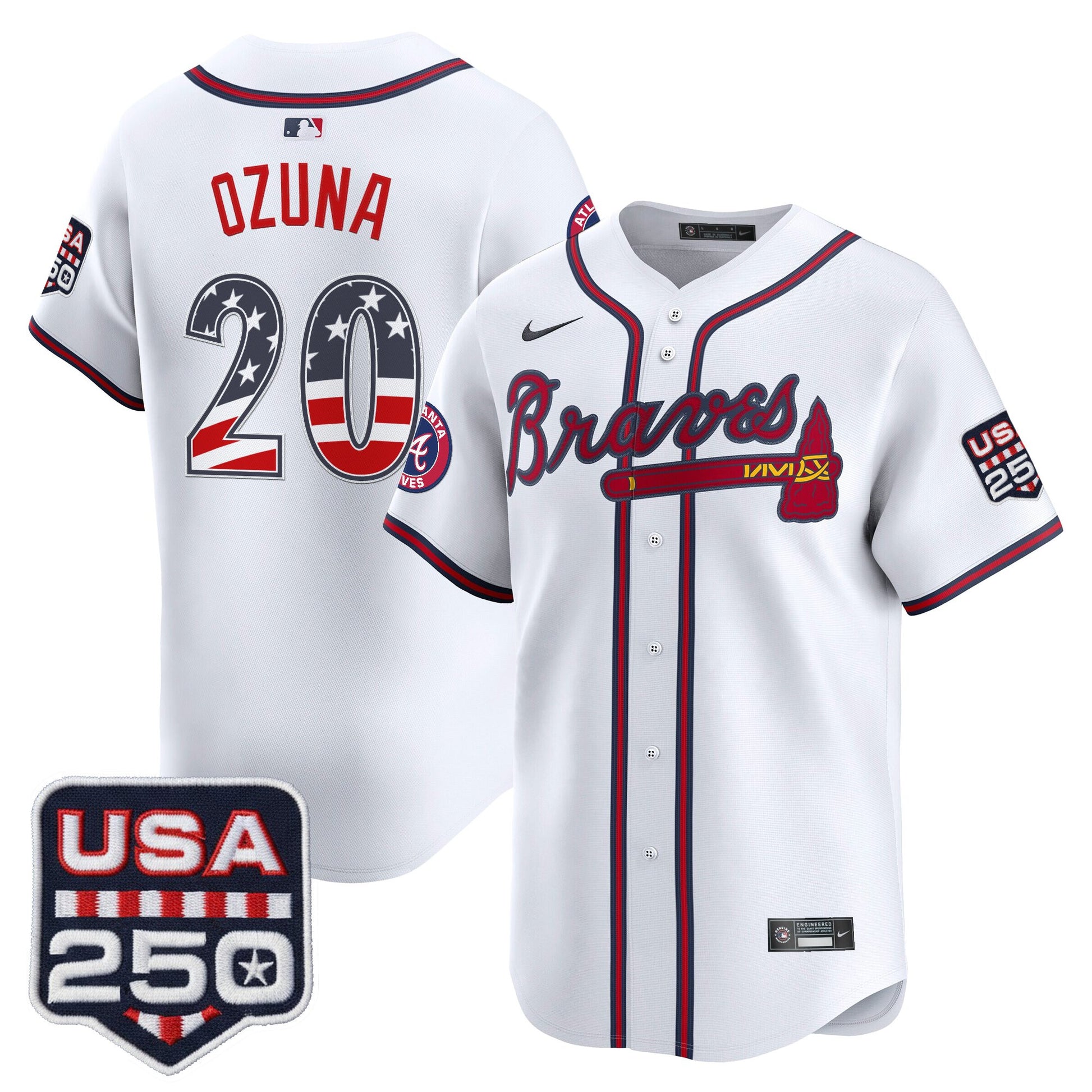 Atlanta Braves USA 250 Fourth of July Vapor Premier Limited Jersey - All Stitched