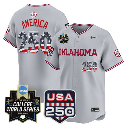 Oklahoma Sooners USA 250 Fourth of July Vapor Premier Limited Jersey - 2026 World Series Patch - All Stitched