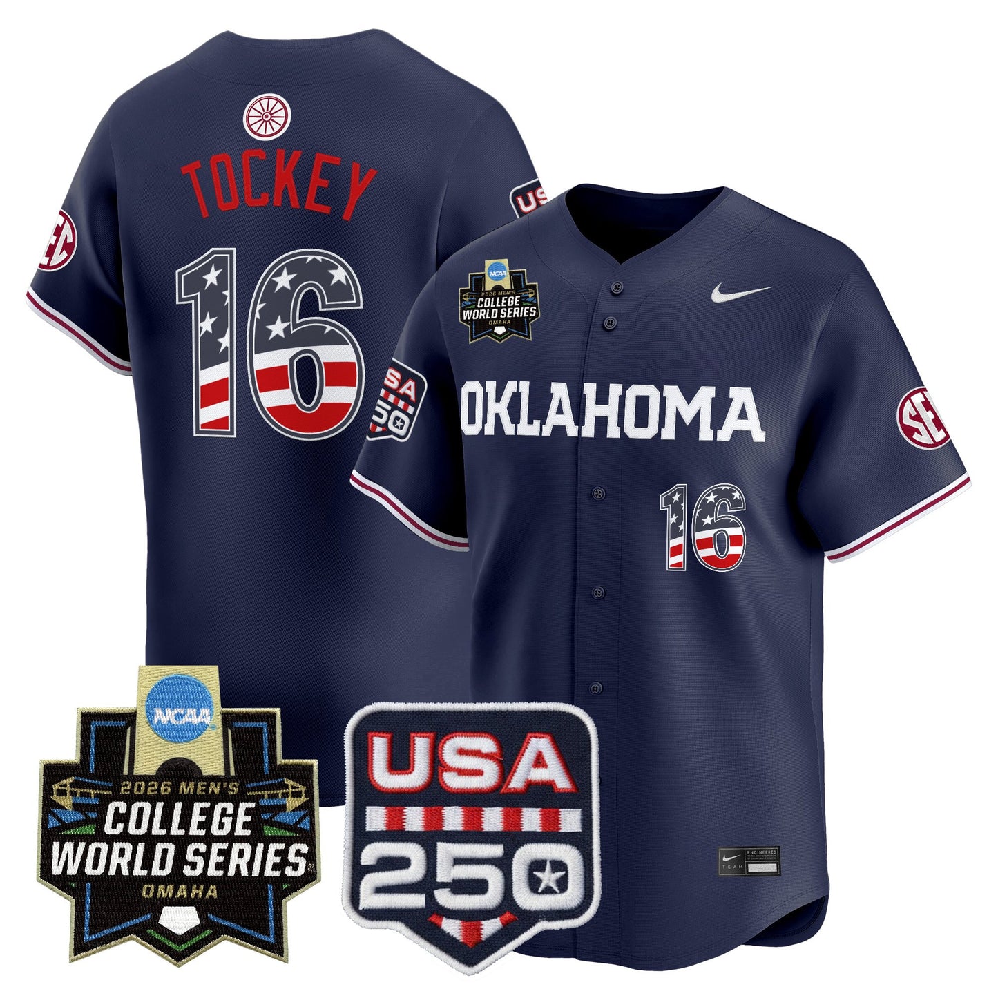 Oklahoma Sooners USA 250 Fourth of July Vapor Premier Limited Jersey - 2026 World Series Patch - All Stitched