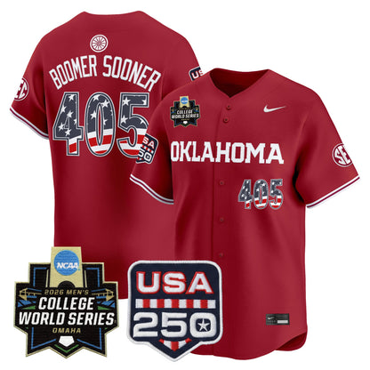 Oklahoma Sooners USA 250 Fourth of July Vapor Premier Limited Jersey - 2026 World Series Patch - All Stitched