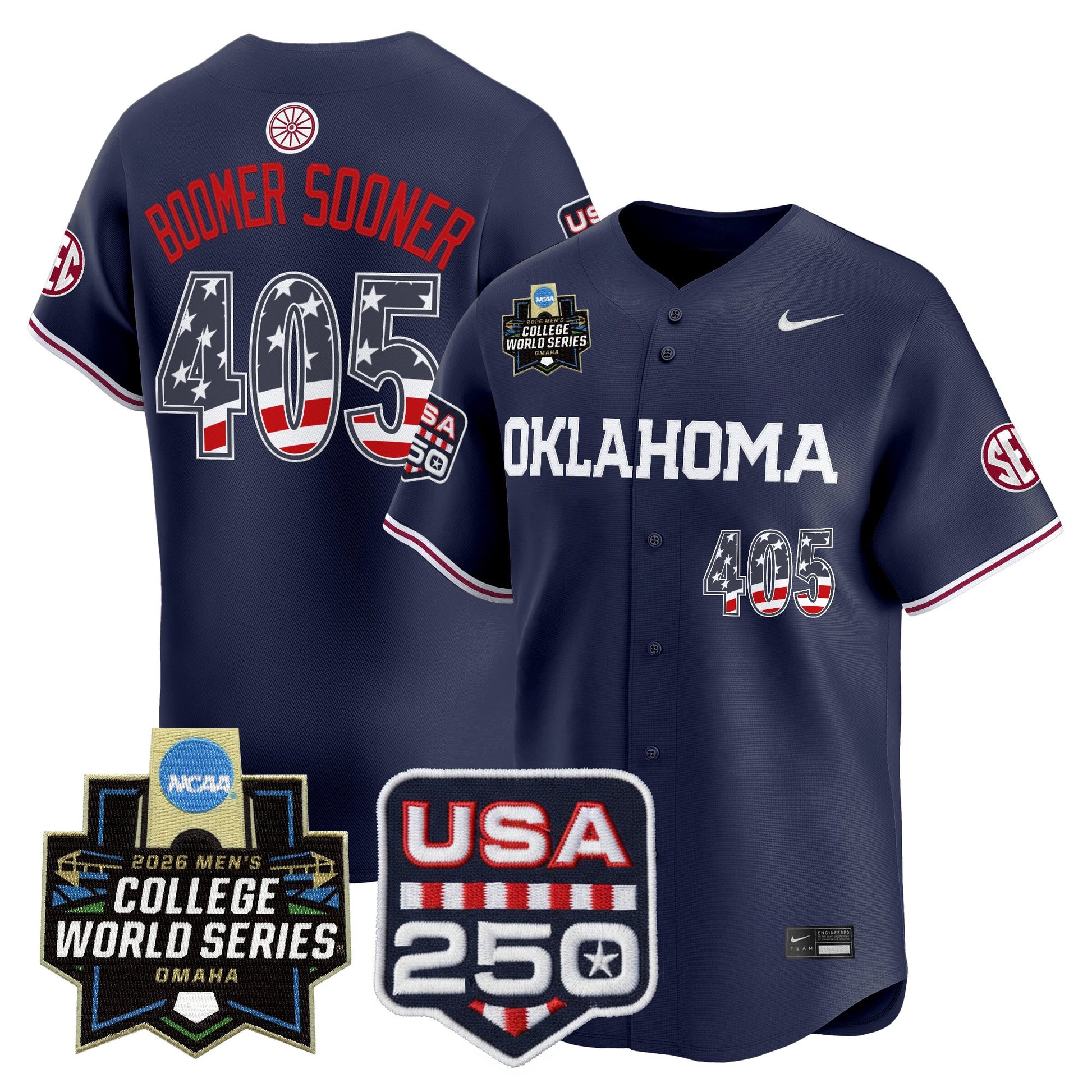 Oklahoma Sooners USA 250 Fourth of July Vapor Premier Limited Jersey - 2026 World Series Patch - All Stitched